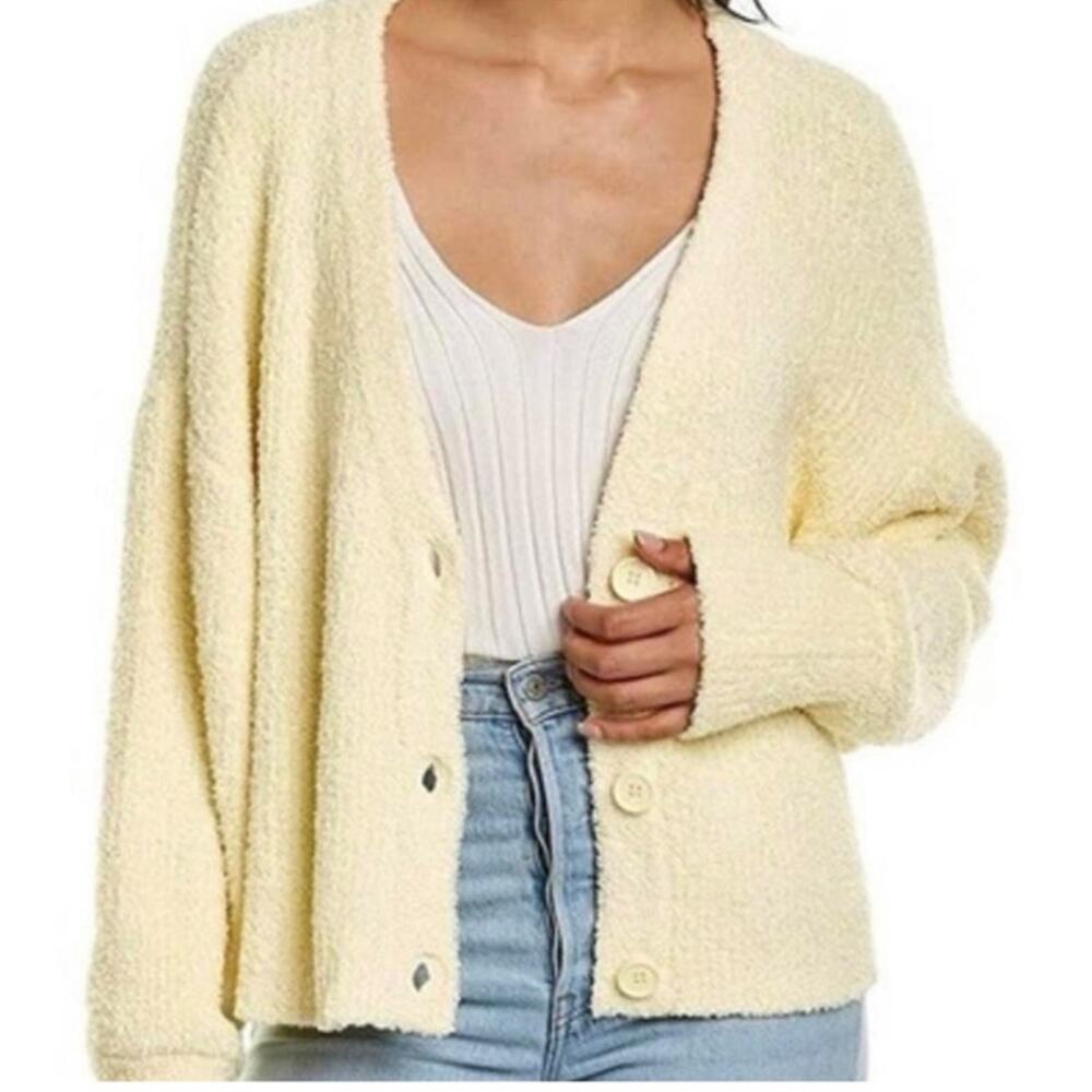 WeWoreWhat Danielle Bernstein Cardigan Sweater Butter Yellow Oversized Womens M